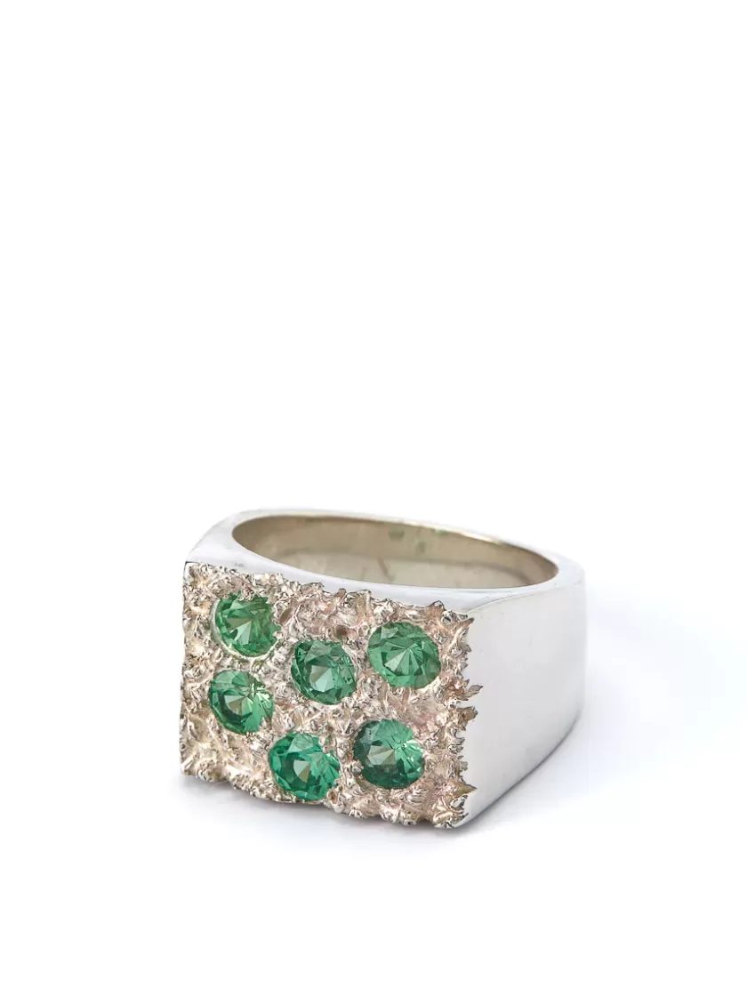 Oliver Spencer Bleue Burnham Rose Garden Signet Ring Silver - Green Best