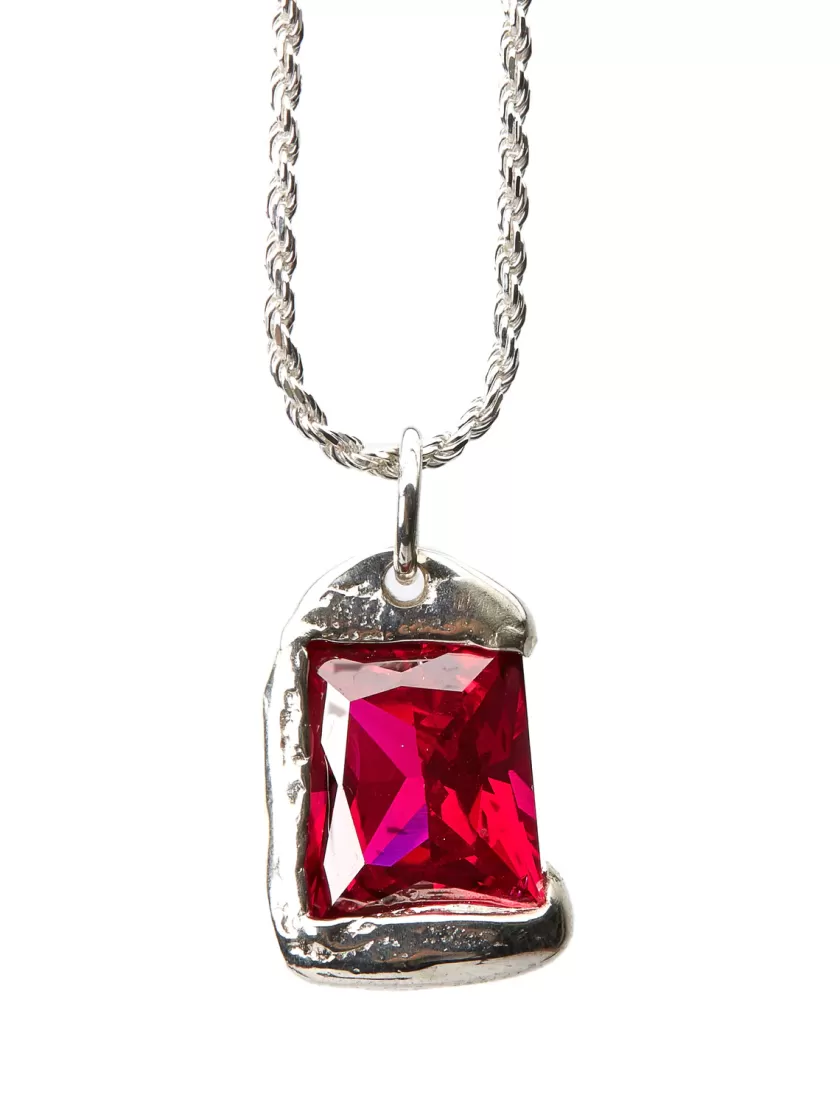 Oliver Spencer Bleue Burnham Rose Pendant Silver - Red Best Sale