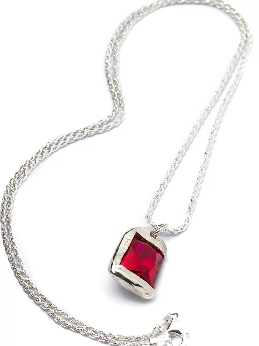 Oliver Spencer Bleue Burnham Rose Pendant Silver - Red Best Sale