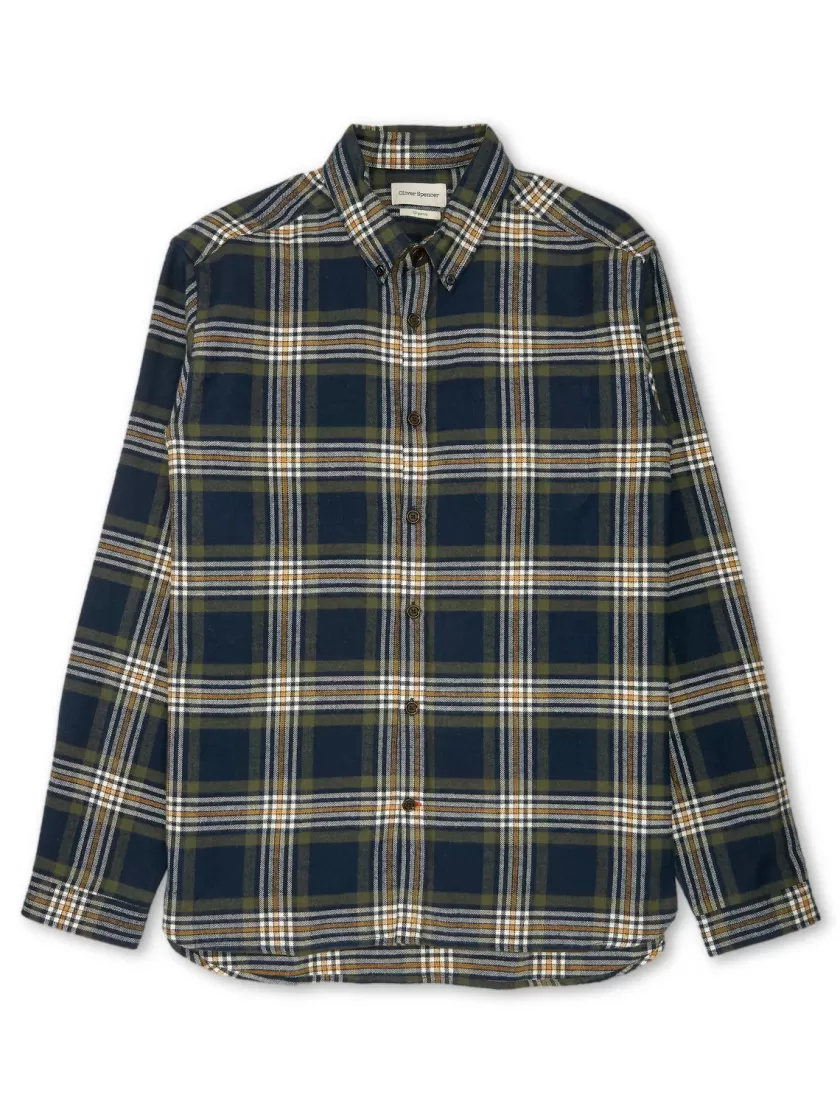 Oliver Spencer Brook Shirt Devon Navy/Green Online