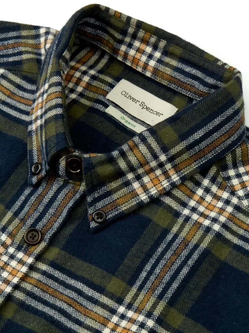 Oliver Spencer Brook Shirt Devon Navy/Green Online