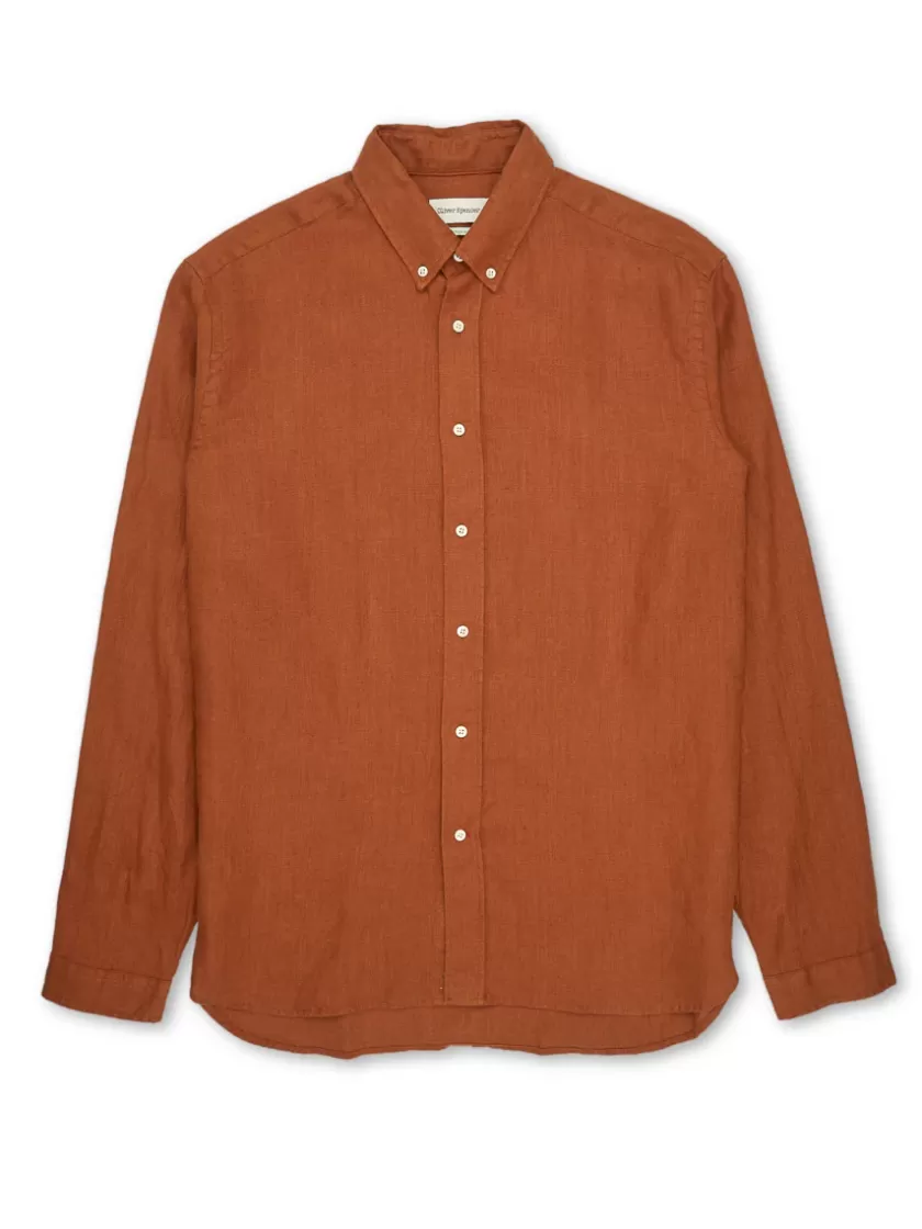 Oliver Spencer Brook Shirt Padworth Orange Clearance