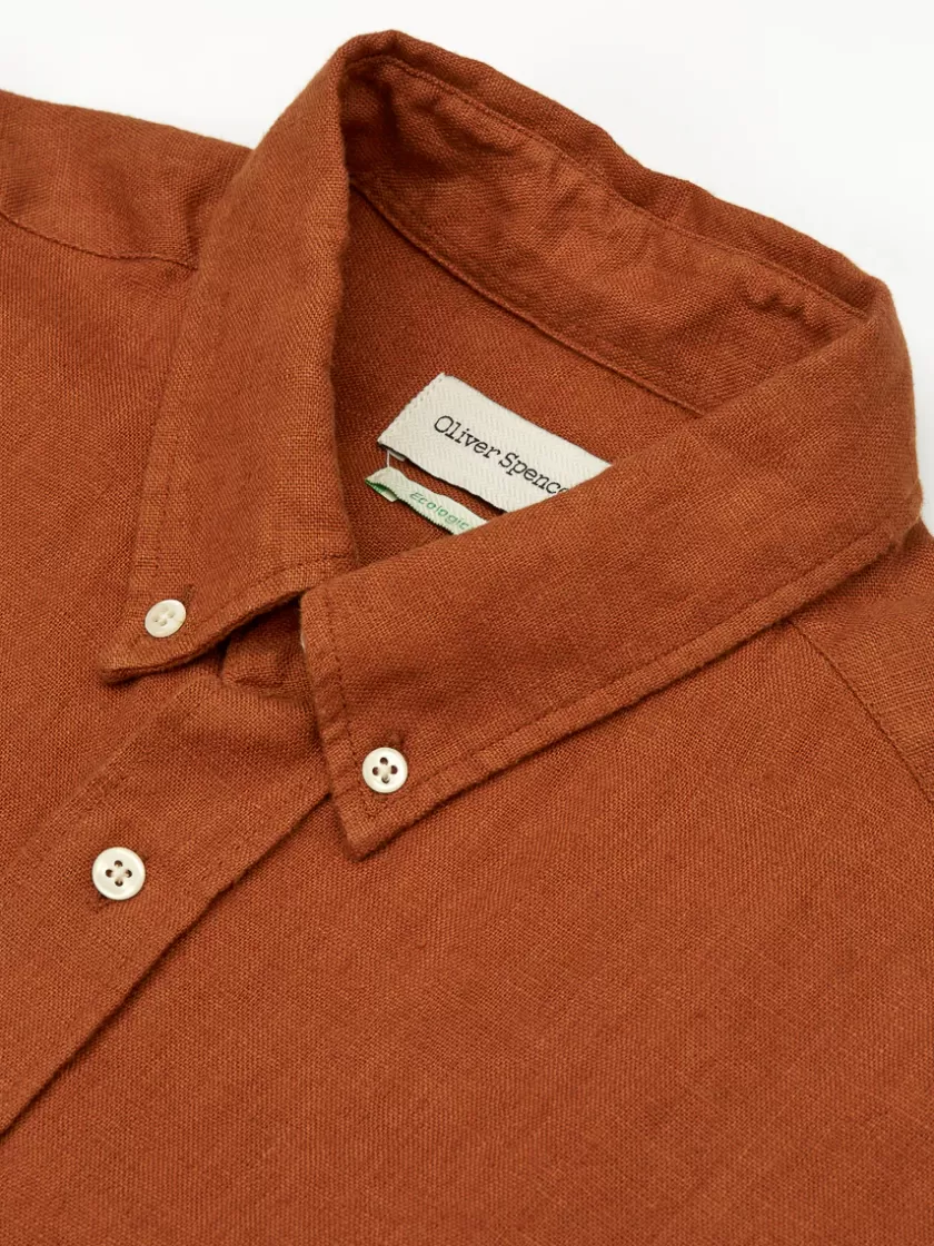 Oliver Spencer Brook Shirt Padworth Orange Clearance