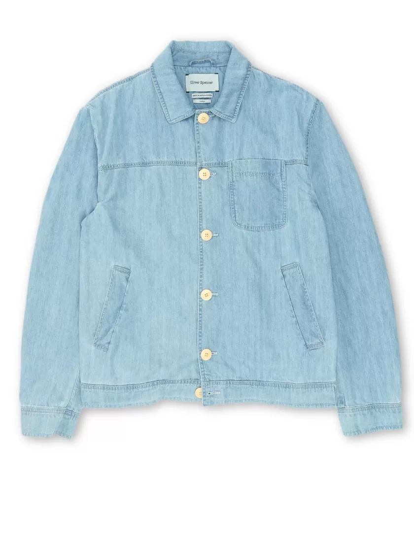 Oliver Spencer Buffalo Jacket Mullins Denim Indigo Light Best Sale