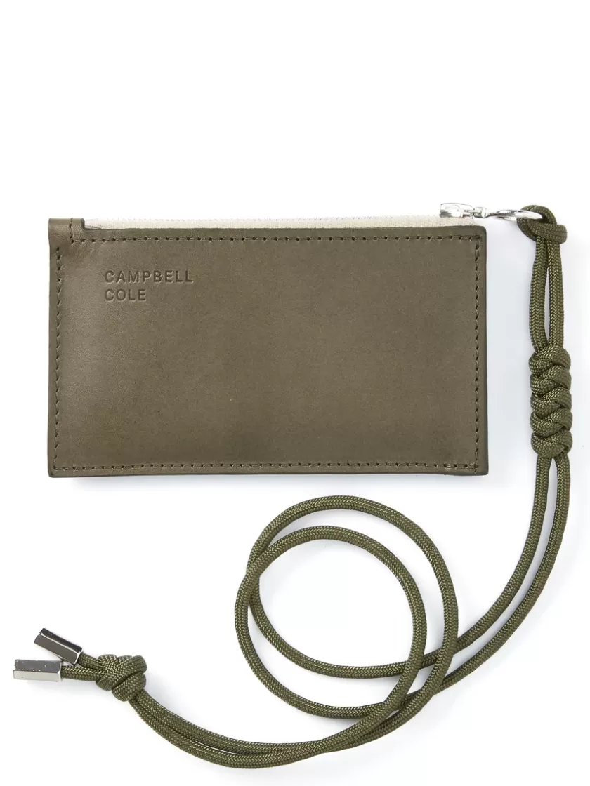 Oliver Spencer Campbell Cole Khaki Simple Coin Pouch With Lanyard Best Sale