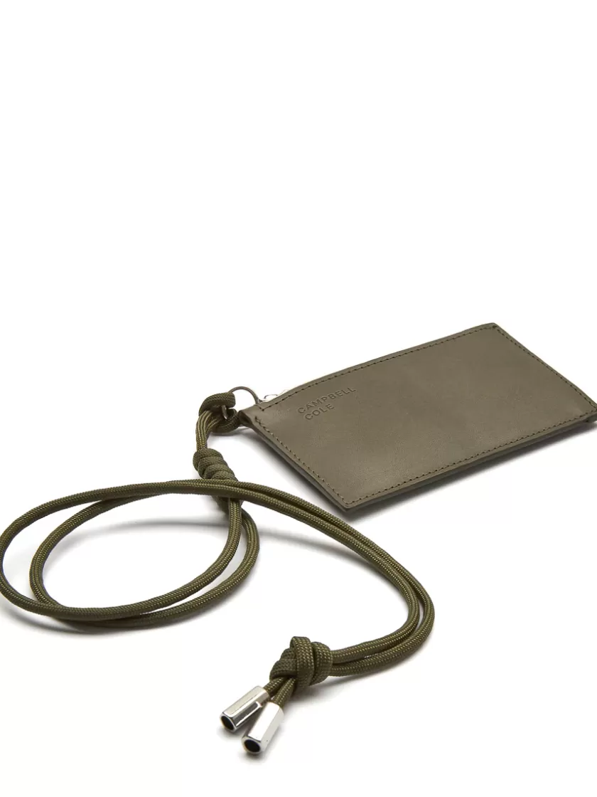 Oliver Spencer Campbell Cole Khaki Simple Coin Pouch With Lanyard Best Sale