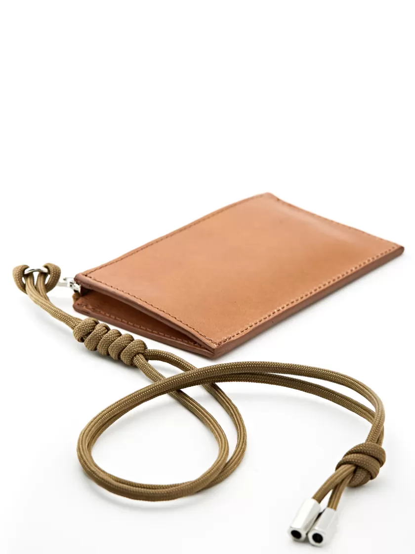 Oliver Spencer Campbell Cole Tan Leather Simple Coin Pouch With Lanyard Sale