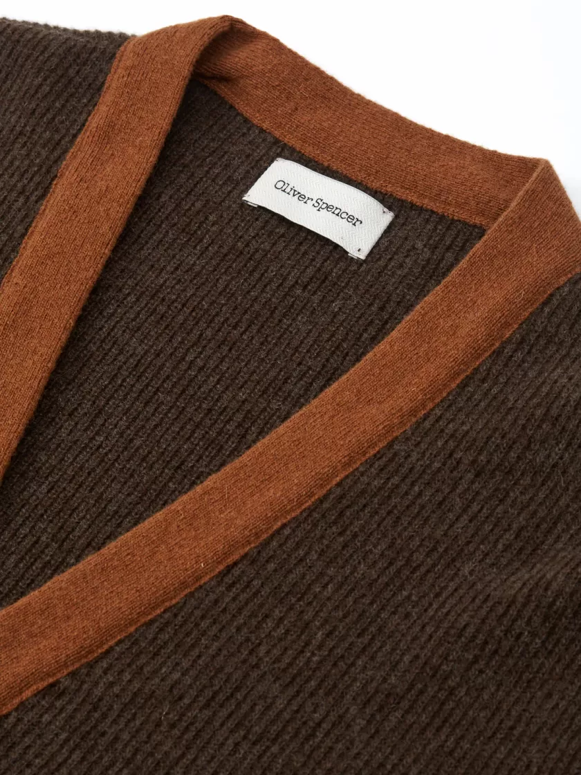 Oliver Spencer Caradale Cardigan Benson Chocolate Brown Outlet