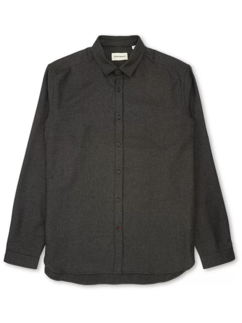 Oliver Spencer Clerkenwell Tab Shirt Denver Charcoal/Black New