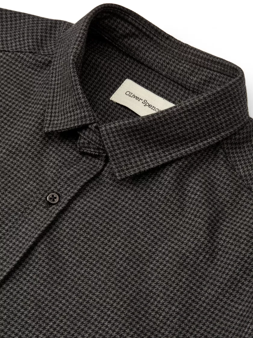 Oliver Spencer Clerkenwell Tab Shirt Denver Charcoal/Black New