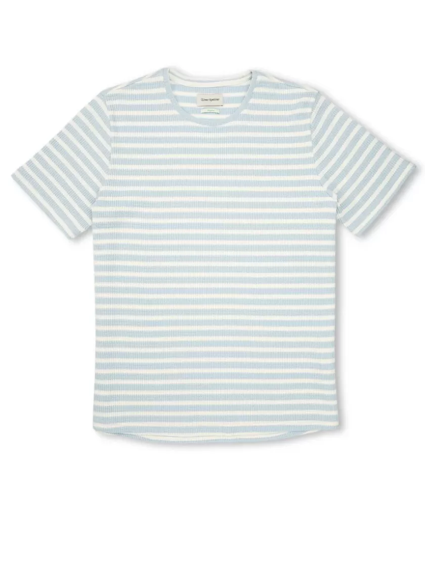 Oliver Spencer Conduit T-Shirt Duport Cream/Sky Blue Cheap