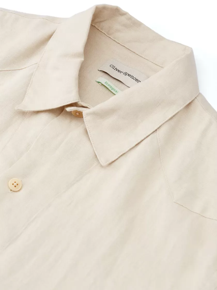 Oliver Spencer Cuban Short Sleeve Shirt Bridford Beige Shop