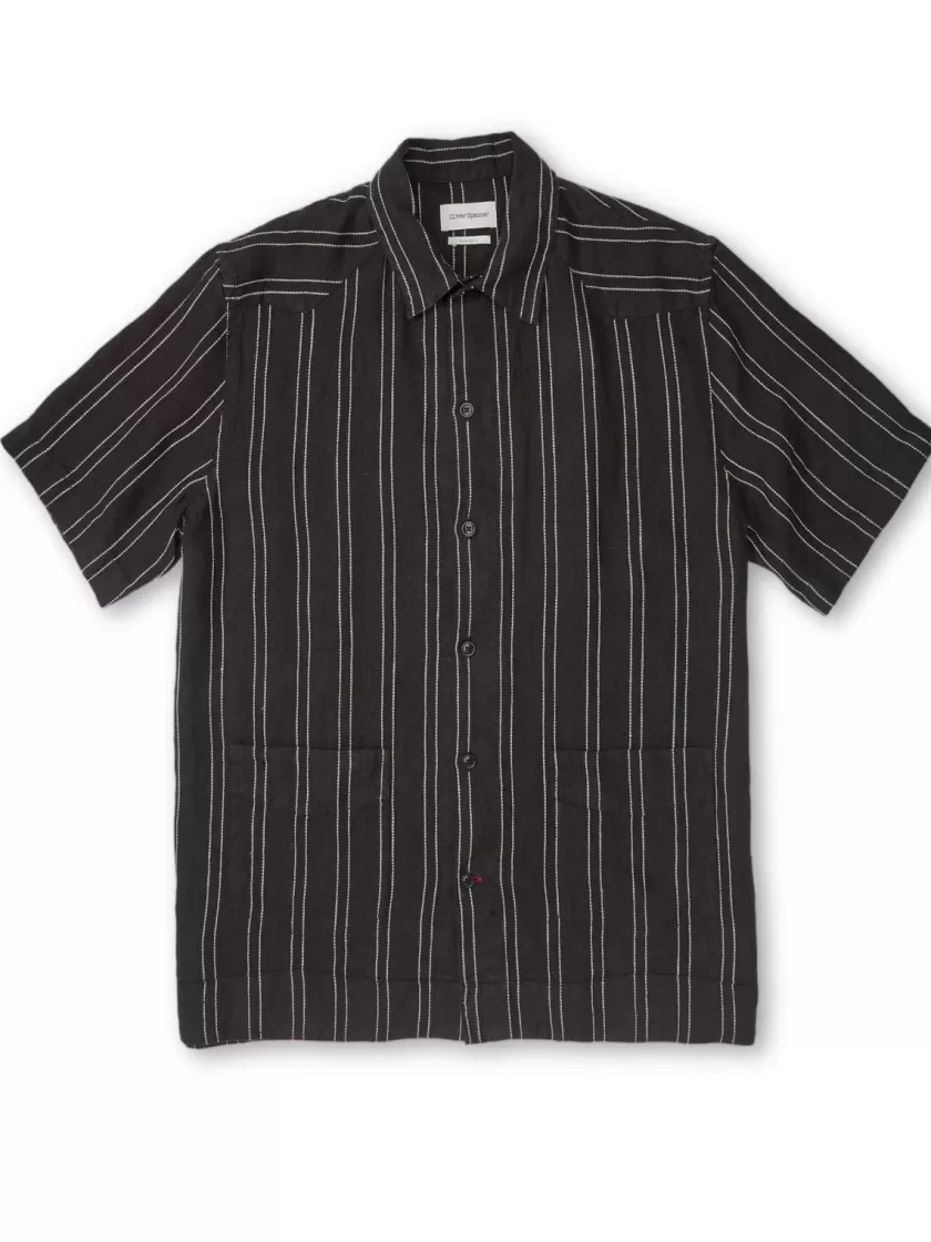 Oliver Spencer Cuban Short Sleeve Shirt Middelboe Black Flash Sale