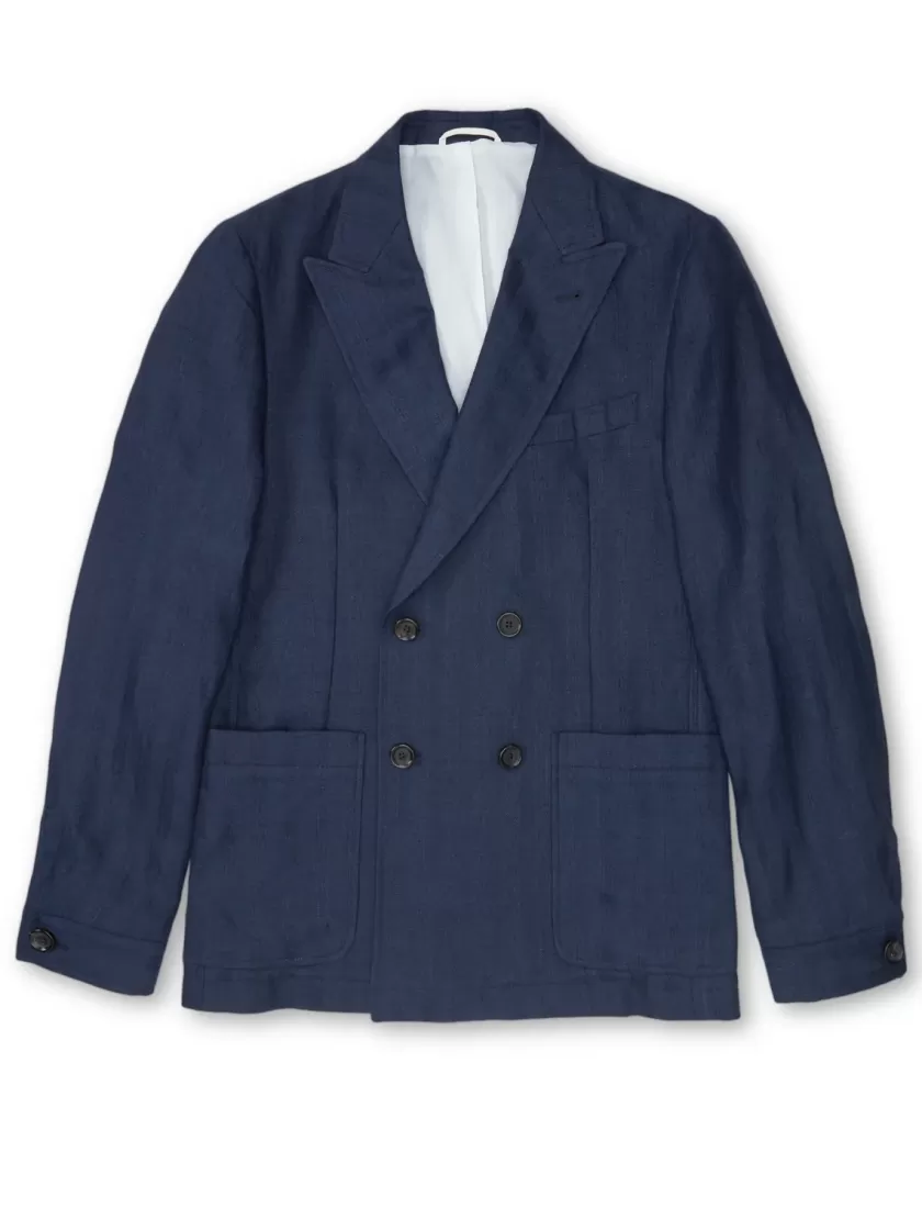 Oliver Spencer Double Breasted Jacket Arnold Navy Outlet