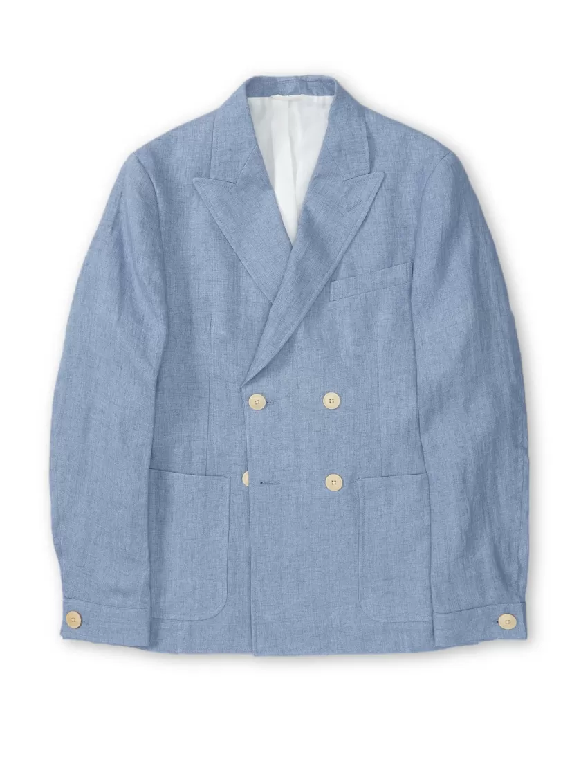 Oliver Spencer Double Breasted Jacket Bove Sky Blue Online