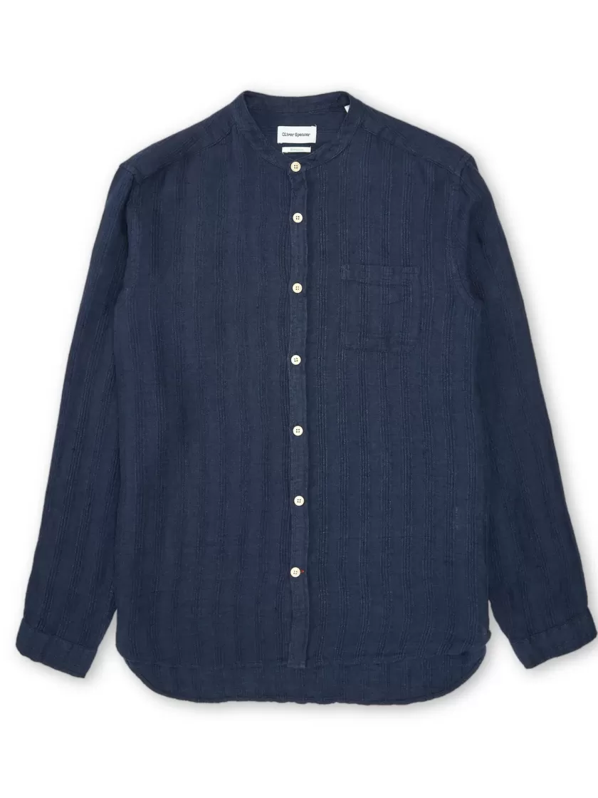 Oliver Spencer Grandad Shirt Arnold Navy Hot