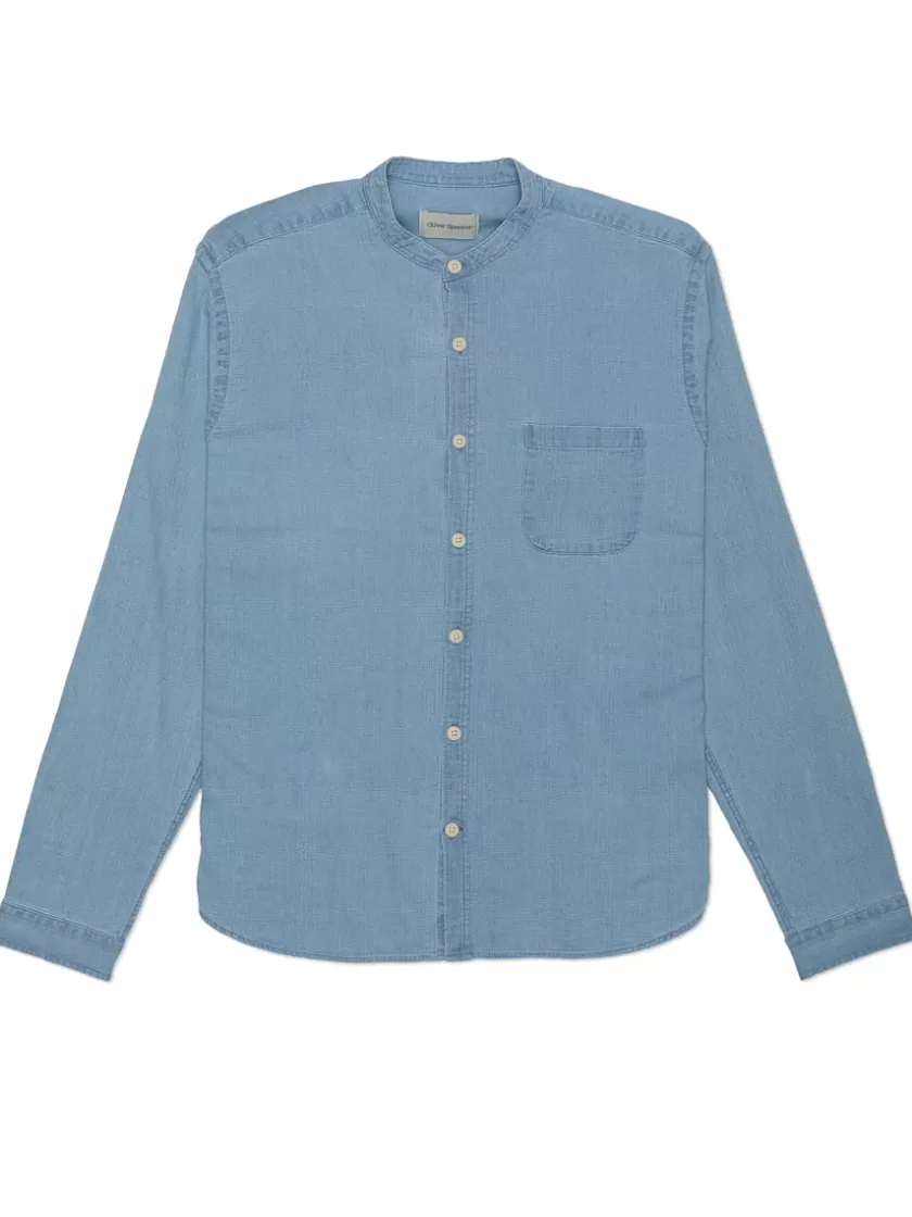 Oliver Spencer Grandad Shirt Kildale Indigo Light Shop