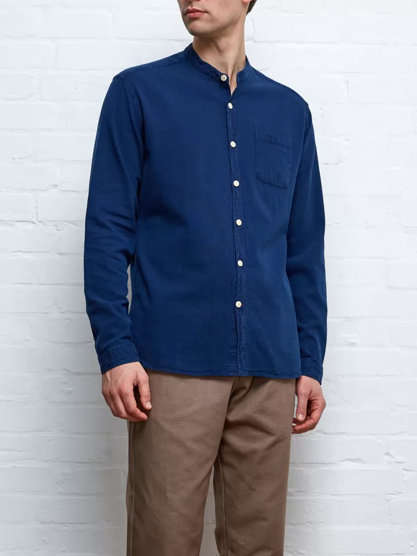 Oliver Spencer Grandad Shirt Kildale Indigo Rinse Discount