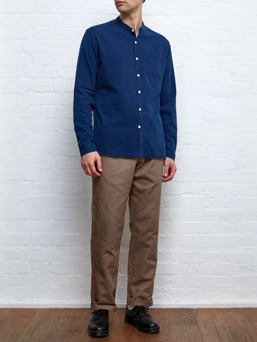 Oliver Spencer Grandad Shirt Kildale Indigo Rinse Discount