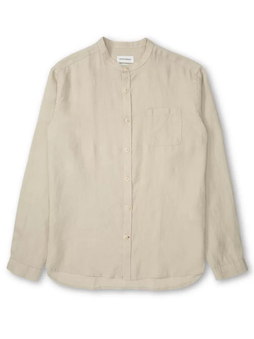 Oliver Spencer Grandad Shirt Padworth Beige Hot