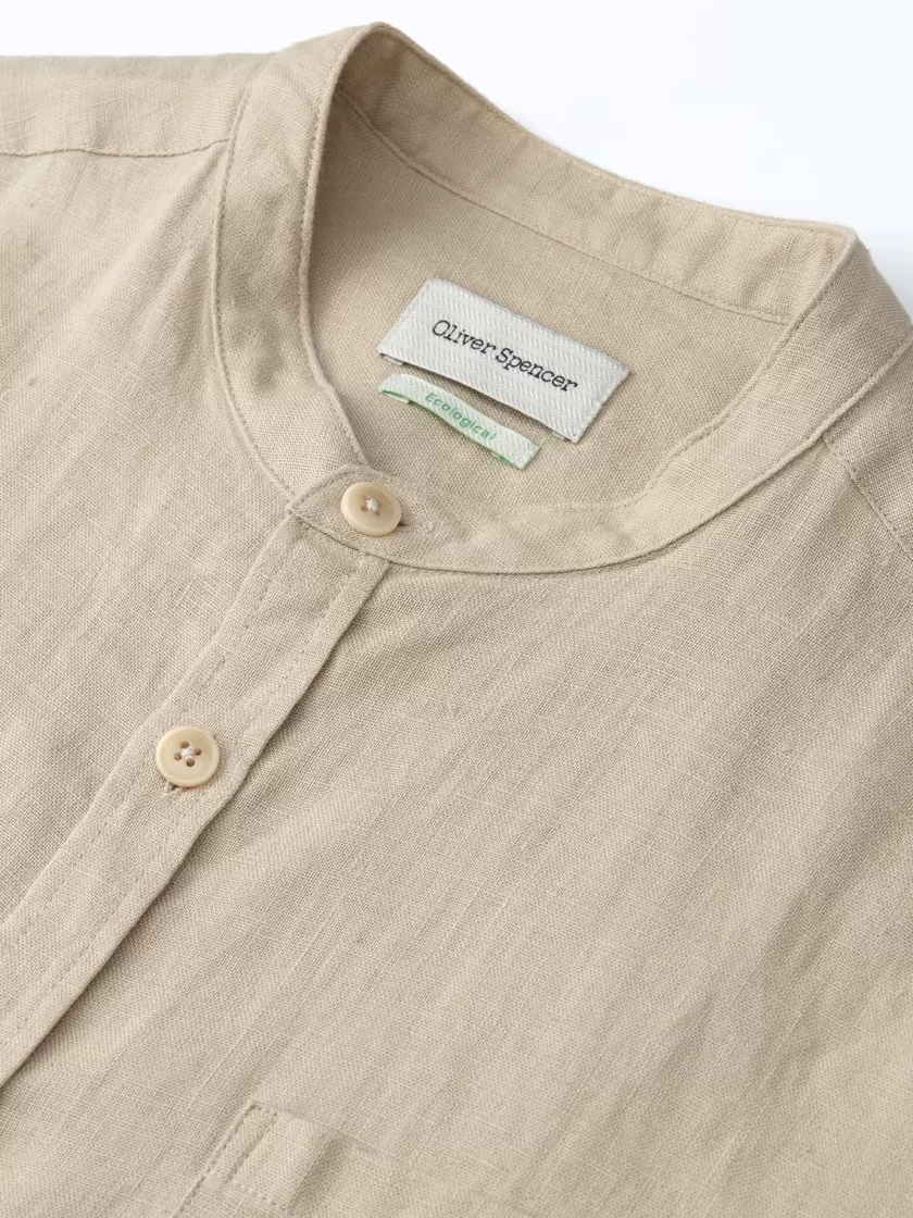 Oliver Spencer Grandad Shirt Padworth Beige Hot