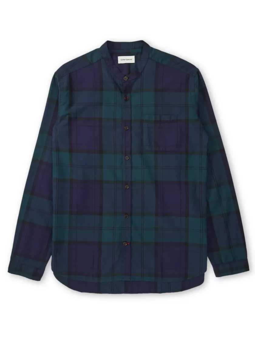 Oliver Spencer Grandad Shirt Purcell Blackwatch Clearance