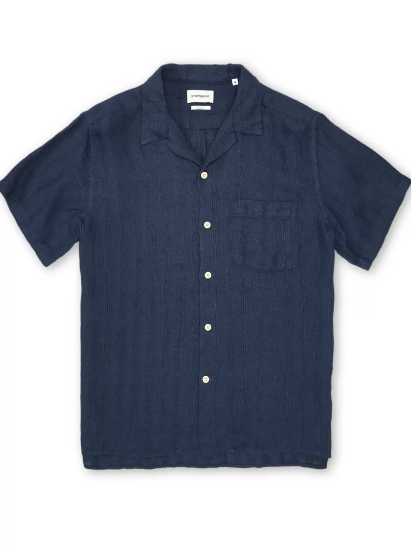 Oliver Spencer Havana Short Sleeve Shirt Arnold Navy Flash Sale