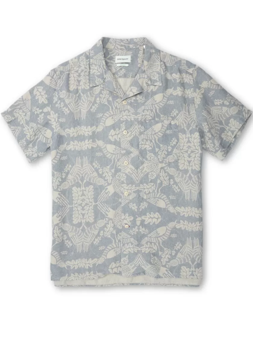 Oliver Spencer Havana Short Sleeve Shirt Lomas Blue Hot