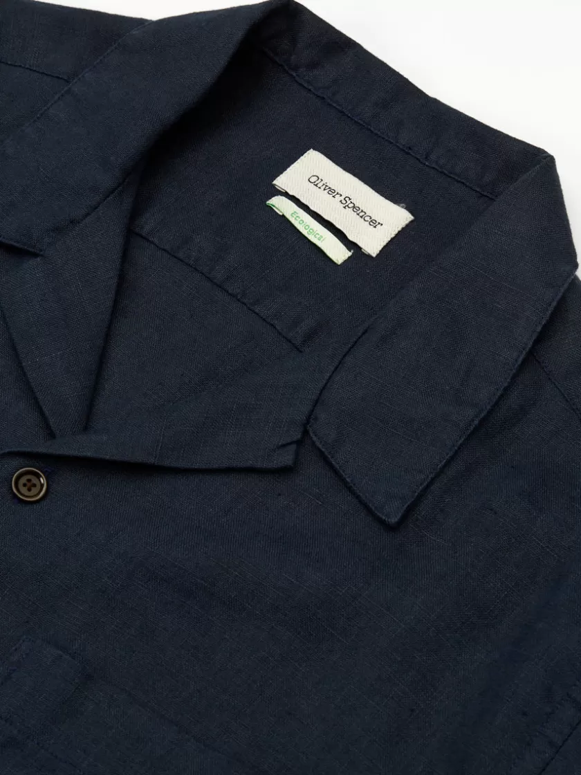 Oliver Spencer Havana Short Sleeve Shirt Padworth Navy Fashion