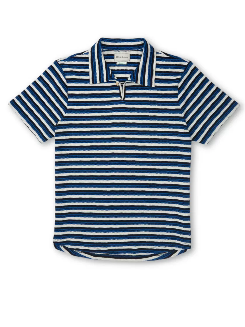 Oliver Spencer Hawthorn Polo Shirt Braemar Blue Clearance