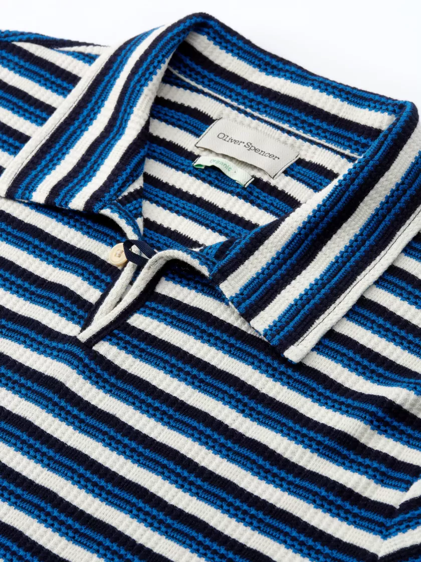Oliver Spencer Hawthorn Polo Shirt Braemar Blue Clearance