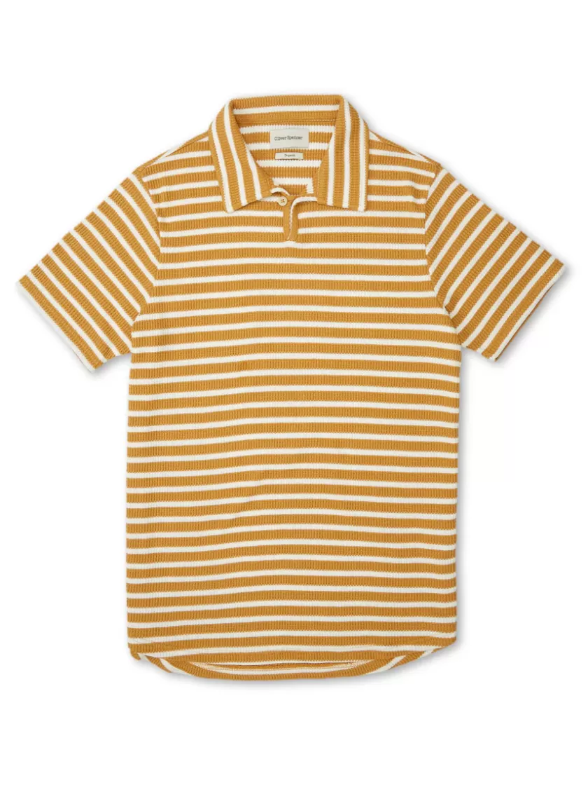 Oliver Spencer Hawthorn Polo Shirt Duport Ochre/Cream Store