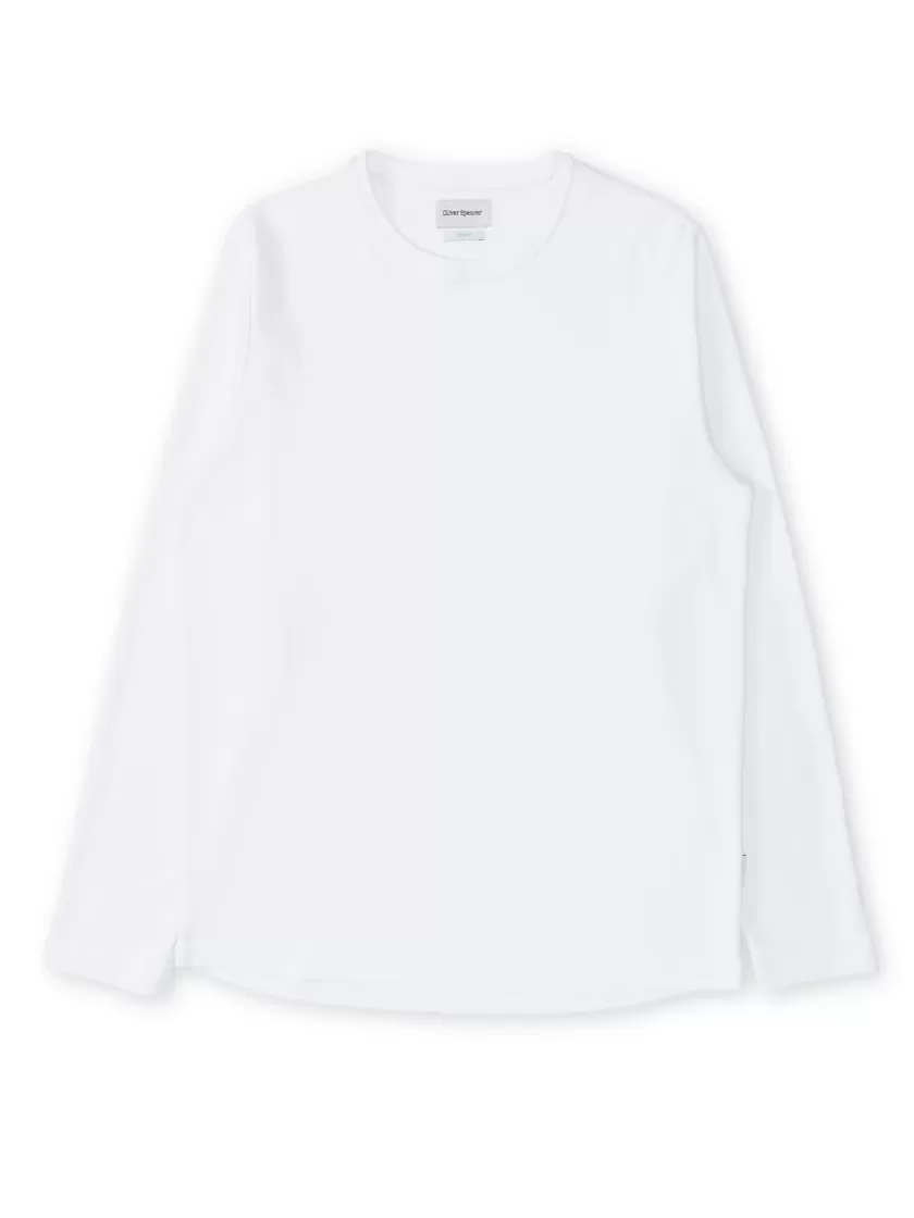 Oliver Spencer Heavy Long Sleeve Plain T-Shirt Tavistock White Best Sale