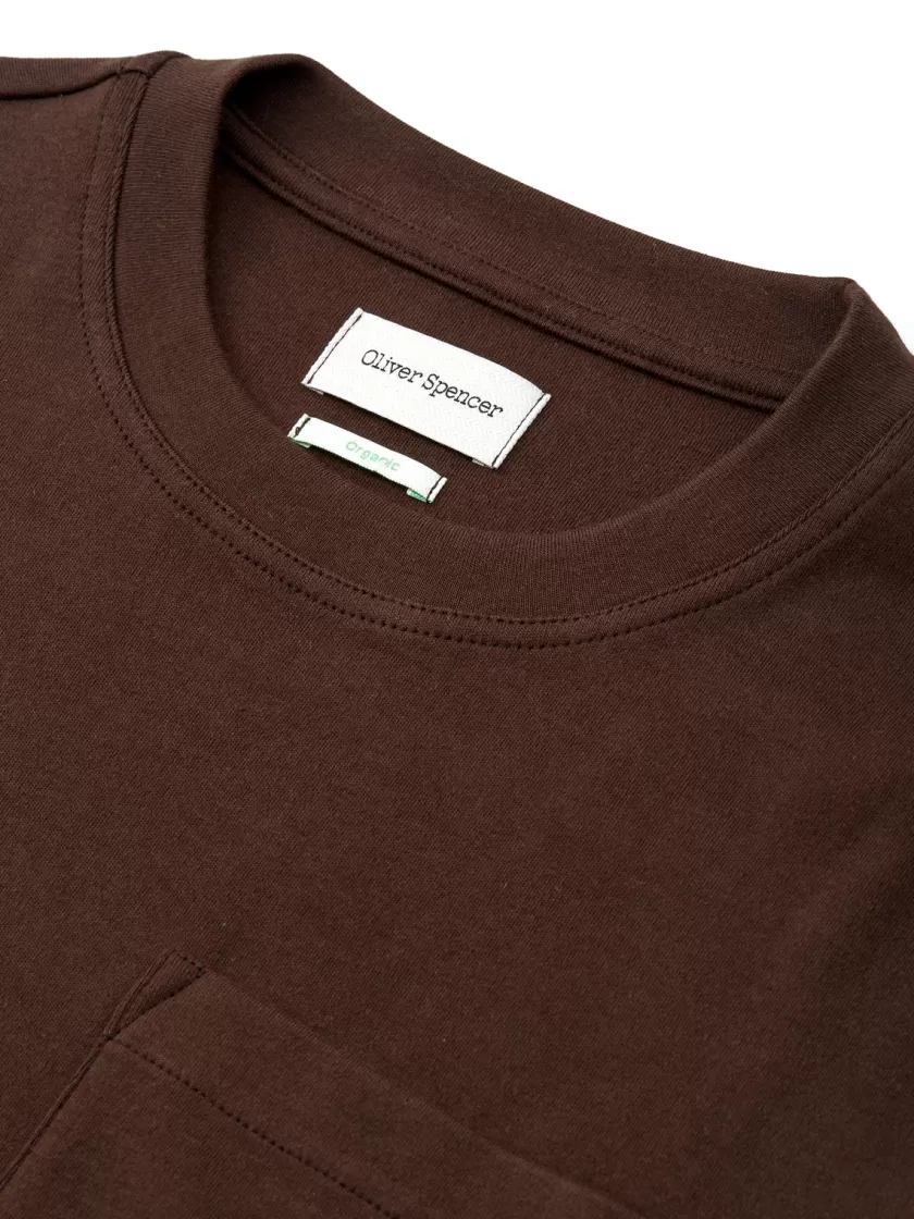 Oliver Spencer Heavy Long Sleeve T-Shirt Tavistock Chocolate Brown Hot