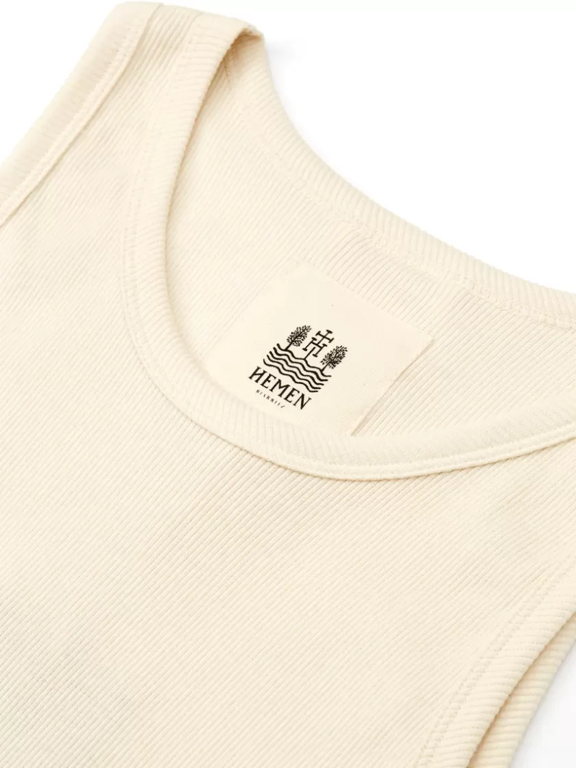 Oliver Spencer Hemen Biarritz Gari Cream Organic Cotton Vest Best