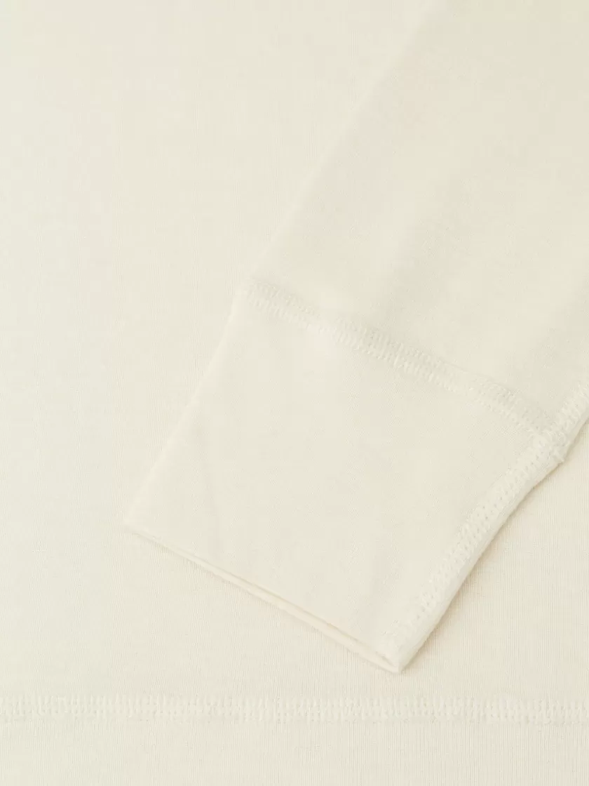 Oliver Spencer Hemen Harri Henley Long Sleeve Organic Cream Cotton T-Shirt Store