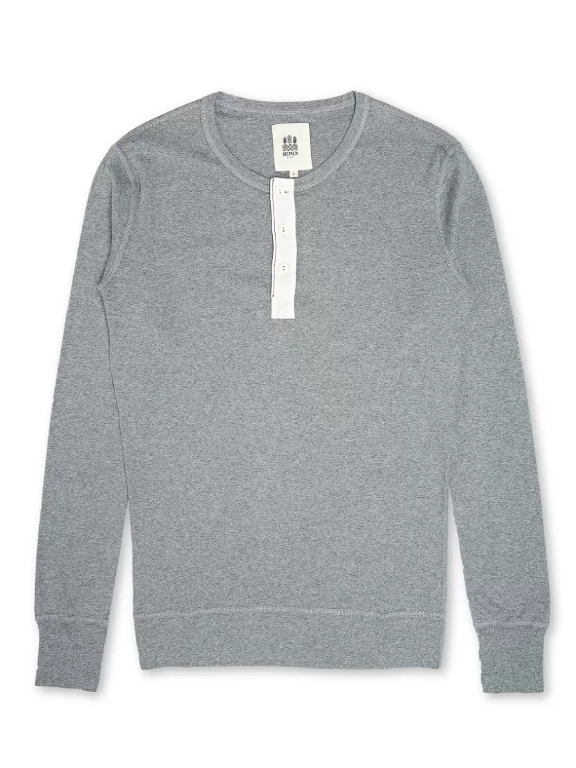 Oliver Spencer Hemen Harri Henley Organic Cotton Grey T-Shirt Sale