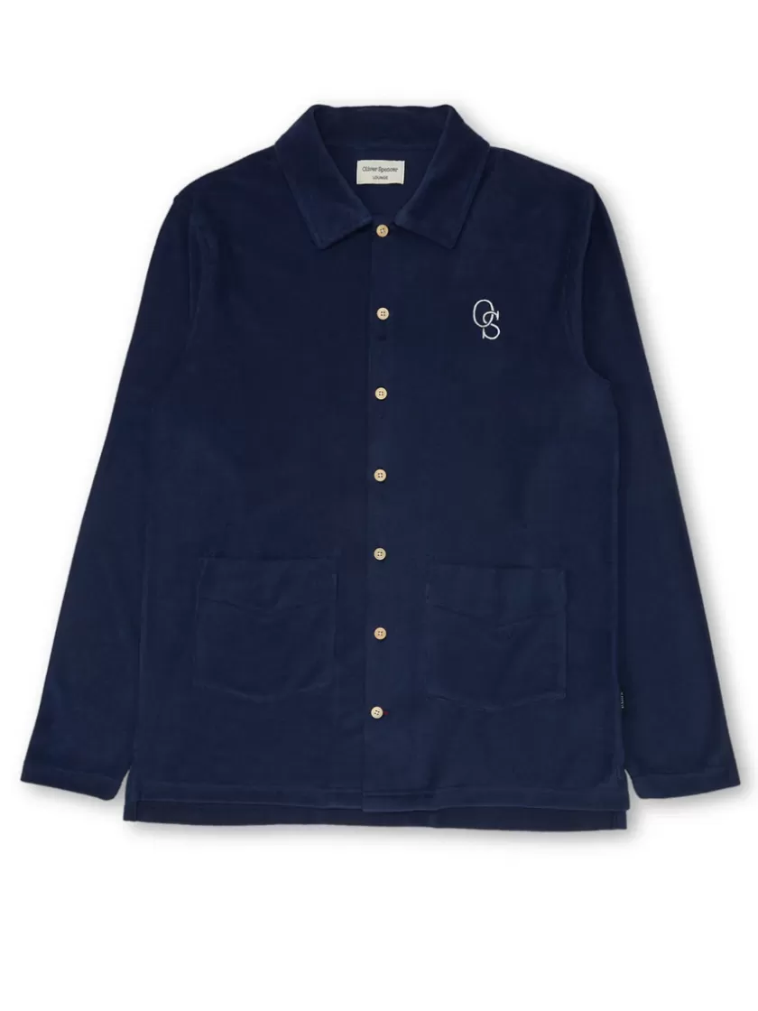 Oliver Spencer House Long Sleeve Jersey Shirt Ashbourne Navy Discount