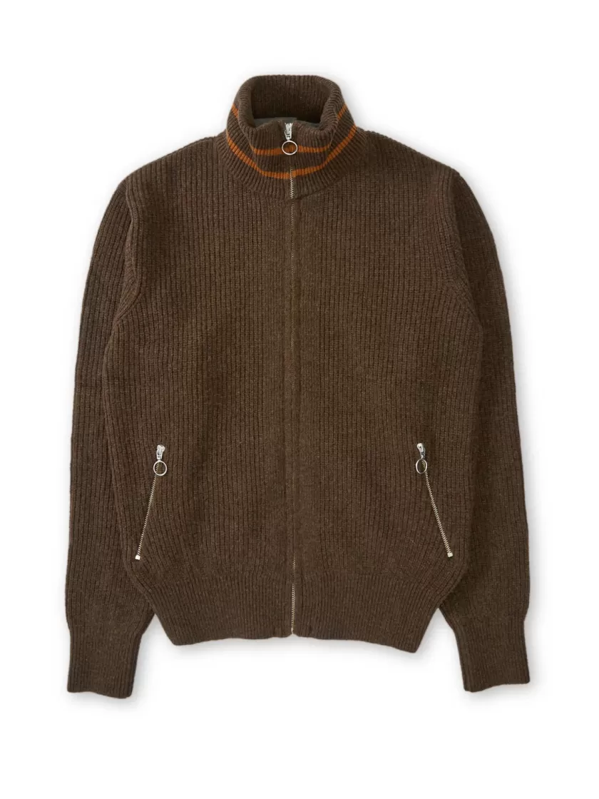 Oliver Spencer Kilbridge Zip Through Cardigan Elana Chocolate Brown Best