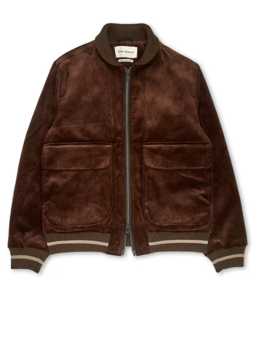 Oliver Spencer Langar Bomber Jacket Kingsley Cord Brown Fashion