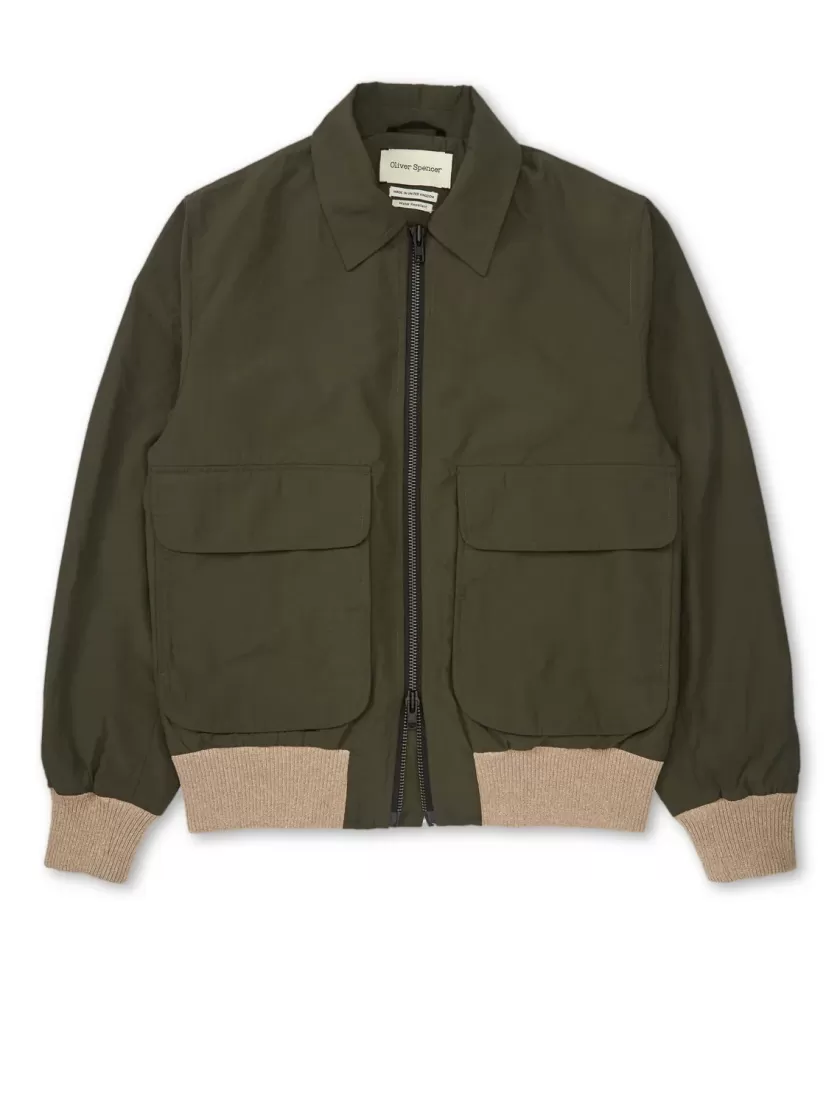 Oliver Spencer Langar Bomber Jacket Penpol Dark Green Store