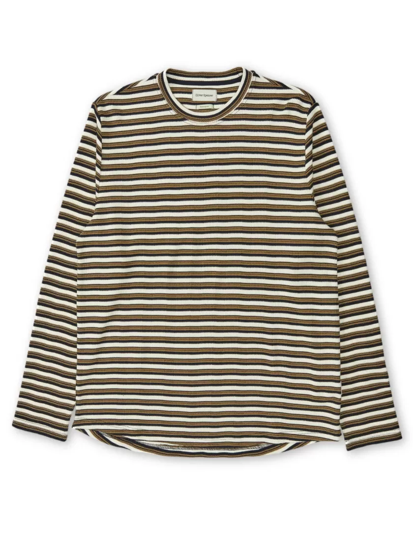 Oliver Spencer Long Sleeve T-Shirt Braemar Cream/Navy Cheap