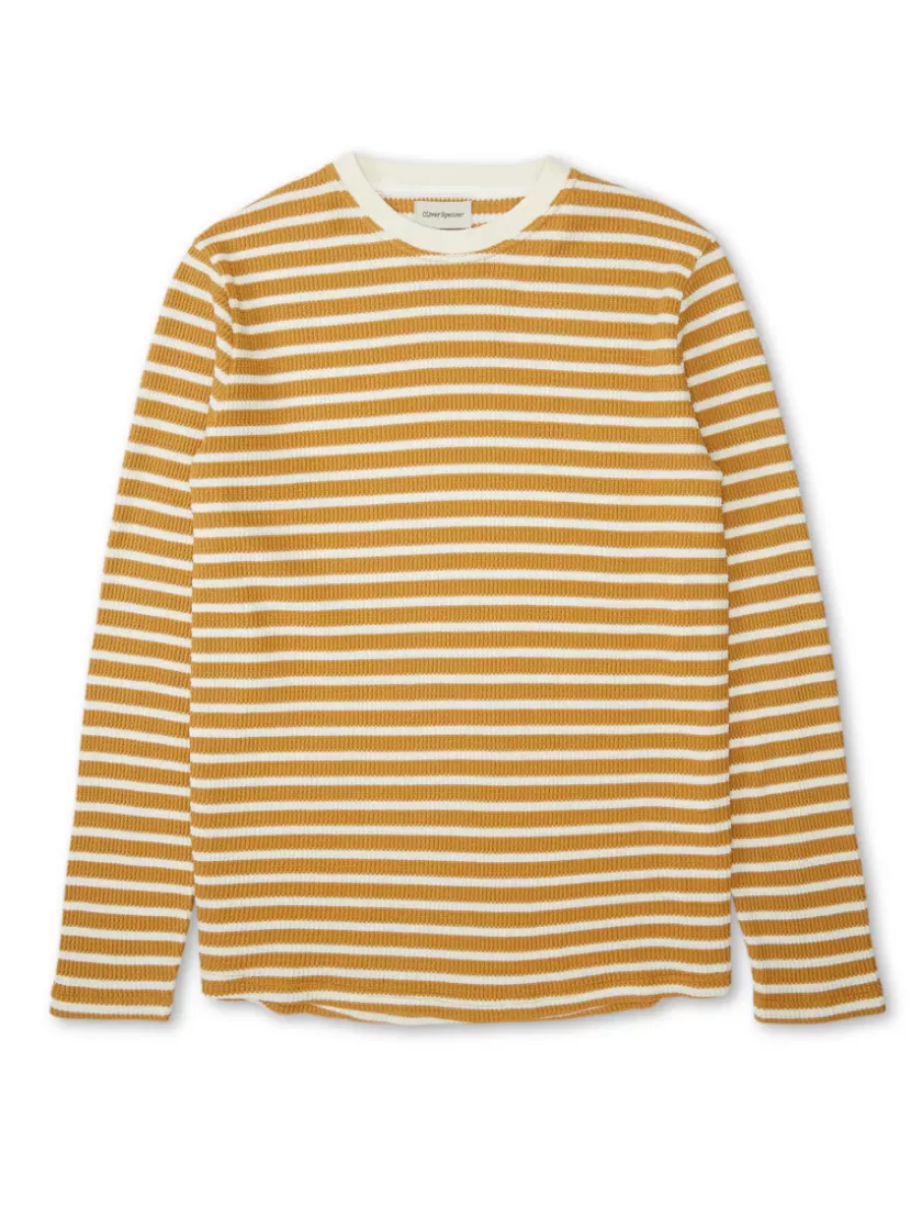 Oliver Spencer Long Sleeve T-Shirt Duport Ochre/Cream Clearance