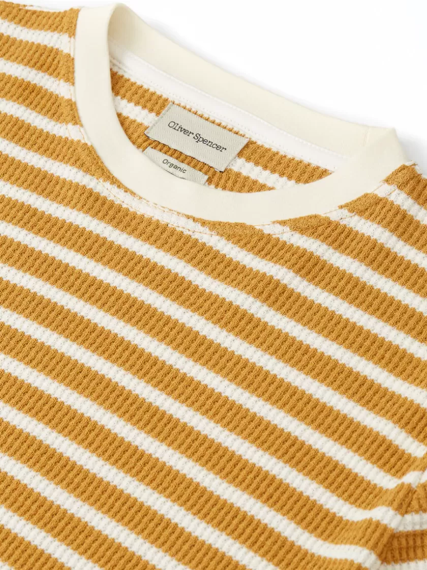 Oliver Spencer Long Sleeve T-Shirt Duport Ochre/Cream Clearance