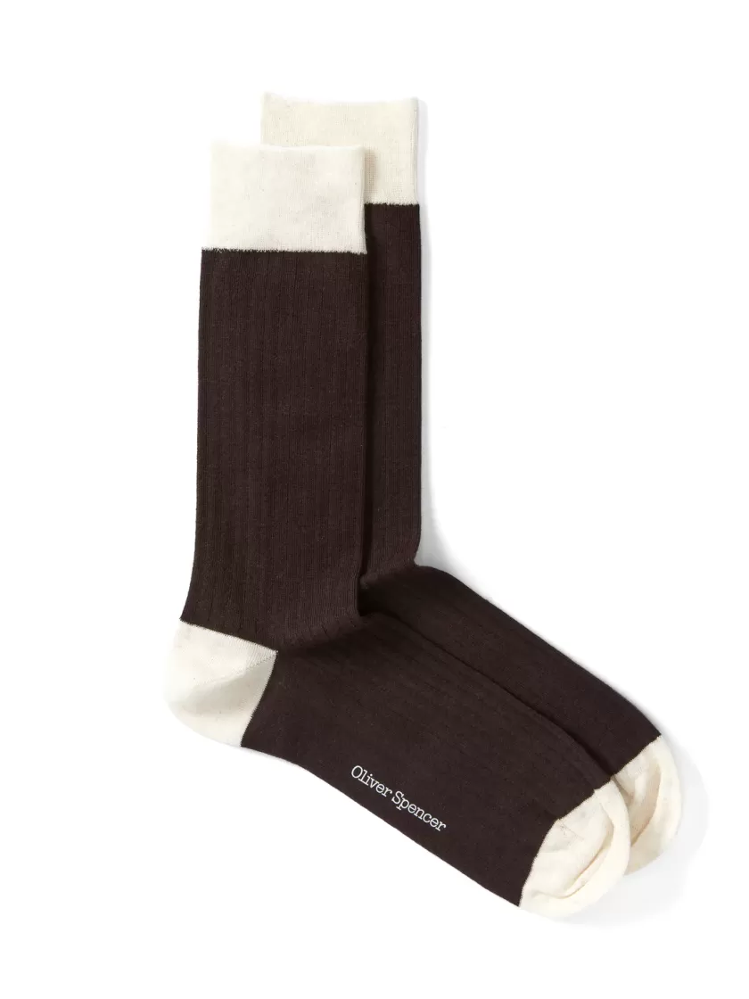 Oliver Spencer Miller Socks Bridge Chocolate Brown Cheap