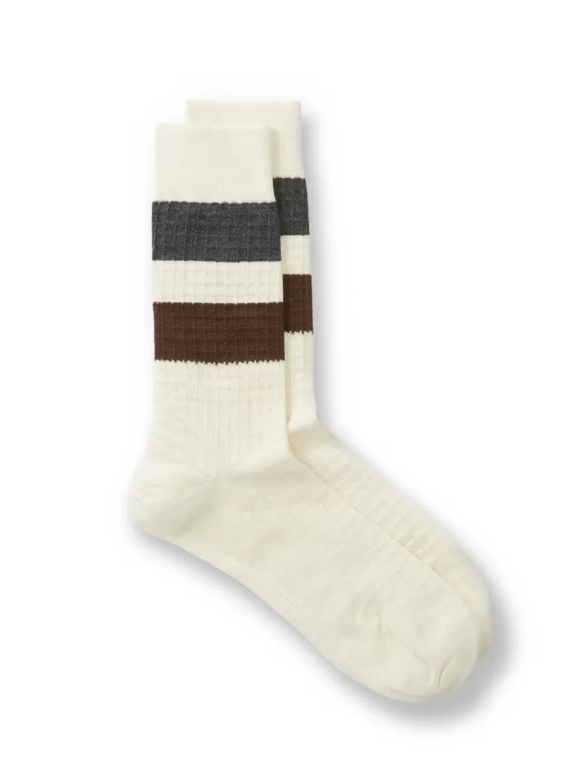 Oliver Spencer Miller Socks Brunel Cream/Brown Clearance
