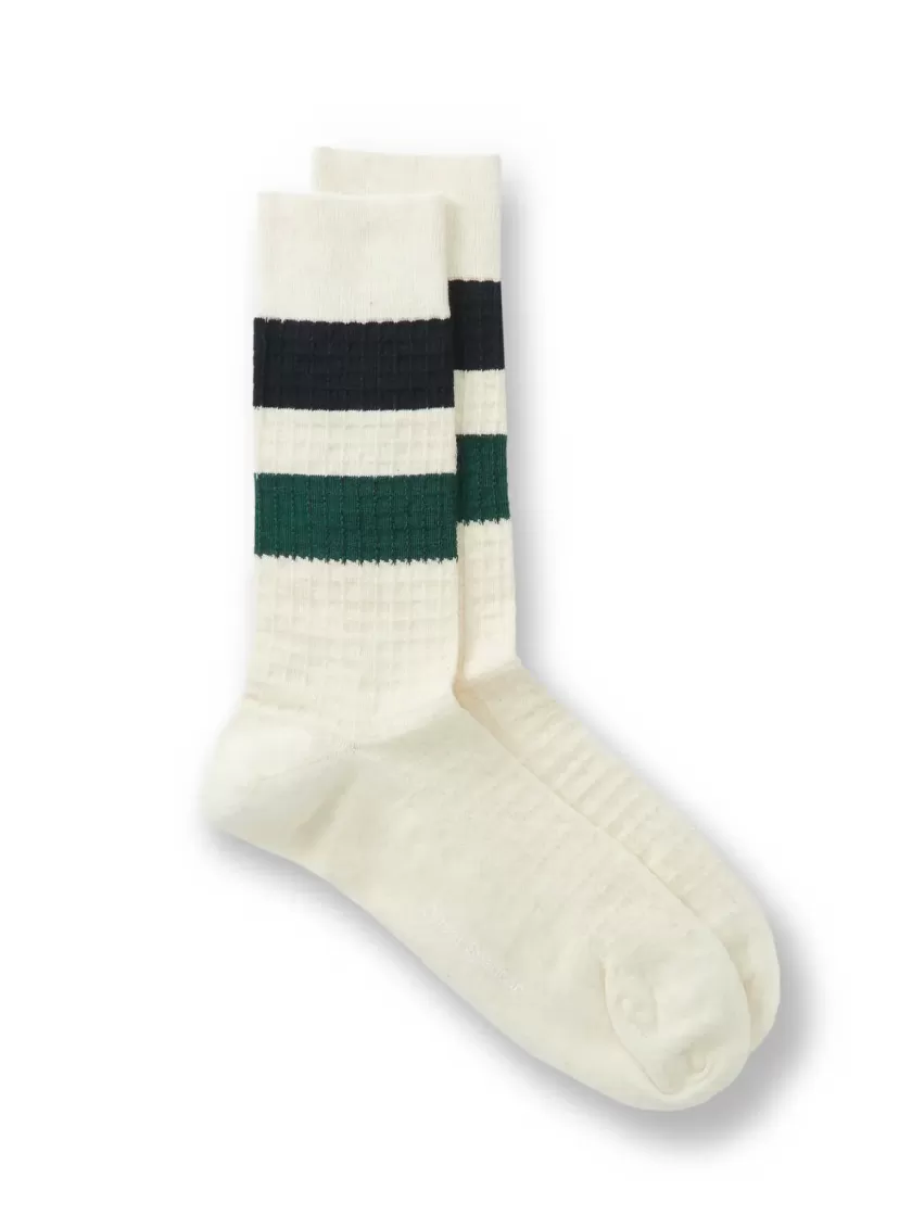 Oliver Spencer Miller Socks Brunel Cream/Green Hot