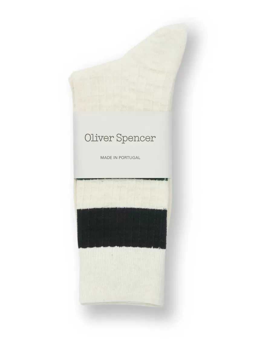 Oliver Spencer Miller Socks Brunel Cream/Green Hot