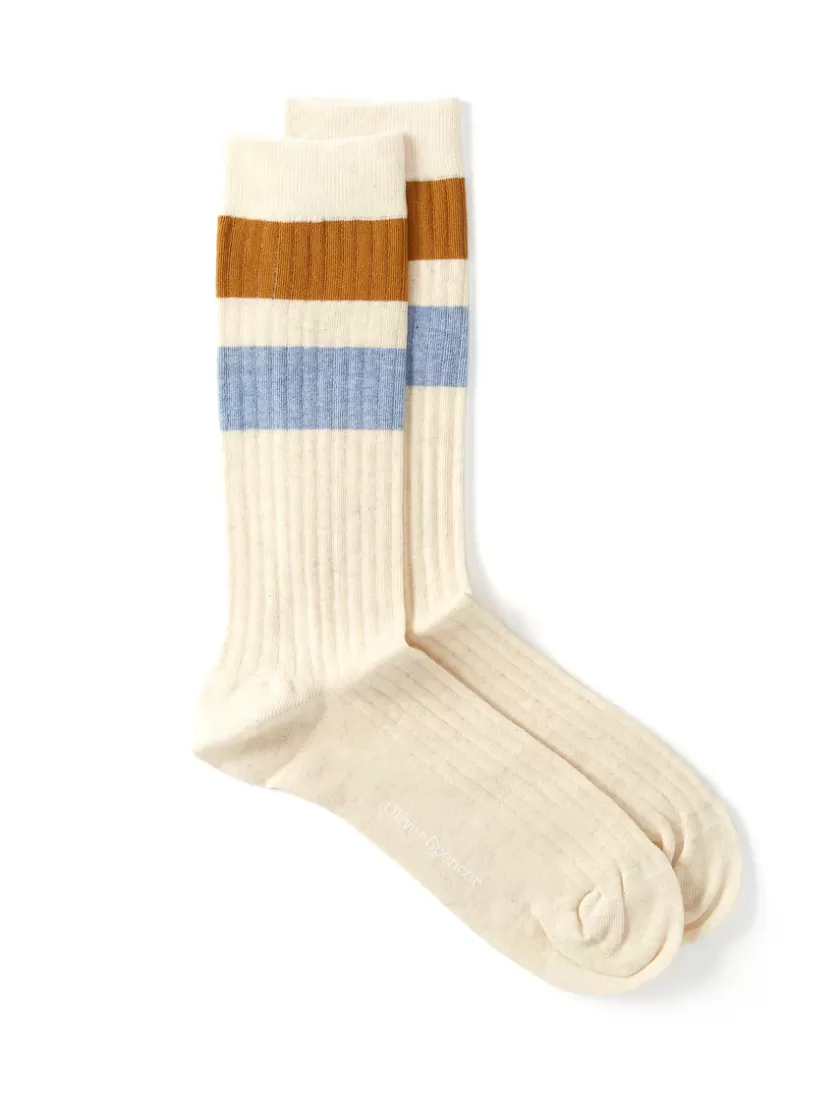Oliver Spencer Miller Socks Merrow Yellow/Sky Blue Shop