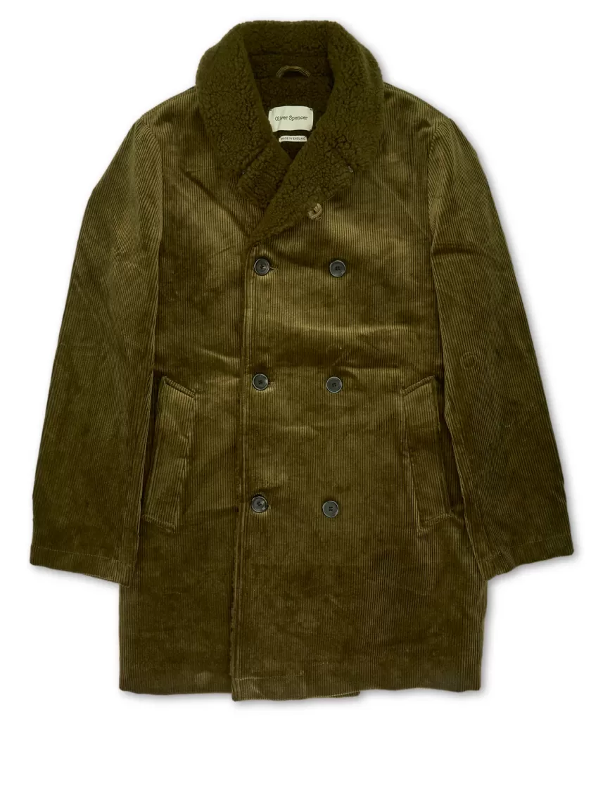 Oliver Spencer Newington Coat Kingsley Cord Moss Green Fashion
